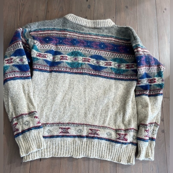 Vintage Geometric Woolrich Sweater 80s Grunge Grey Jacquard Prin - Picture 5 of 5